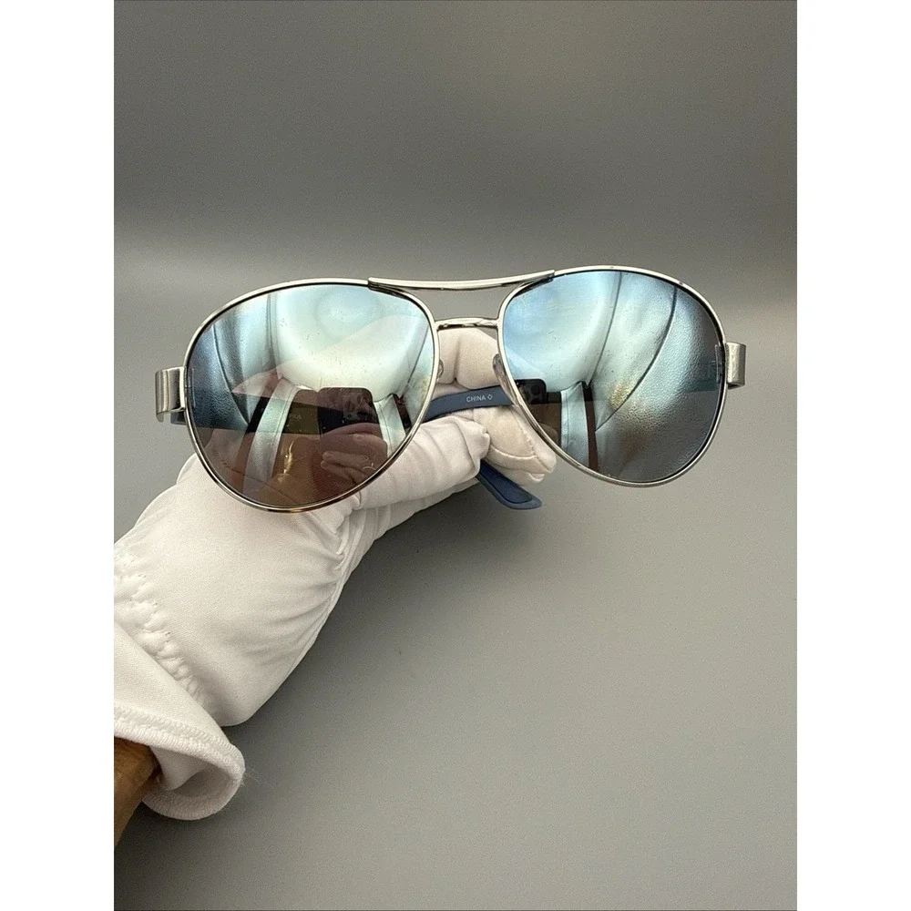 FILA SPORT vintage Blue Aviator Sunglasses SR0910 Italy- Silver Polarized Lens